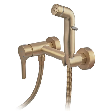 Змішувач настінний з гігієнічним душем Zerix Rex-222 Brushed Gold з нерж.сталі (Колір мат.золото) (ZX6122) ZX6122 фото