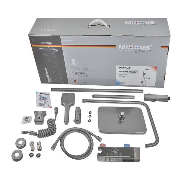 Душова колона зі змішувачем Mixxus Premium RIVIERA 009-J GRAPHITE з кнопкою перемикання, 4 режими (MI6835) MI6835 фото