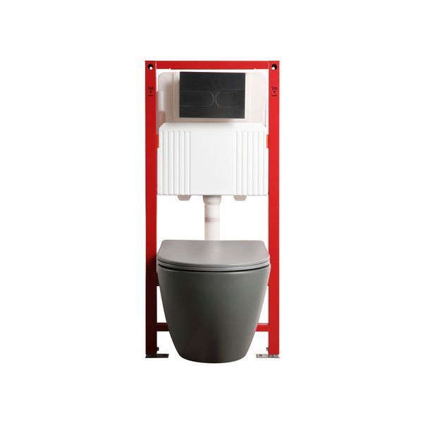 Комплект: MIXXUS PREMIUM ELLIPSE-SET-2101 GRAY Унітаз система змиву TORNADO 3.0+ Інсталяція KOER KT-0404 + панель KT-0604-07 GUN GRAY (MP6668) MP6668 фото