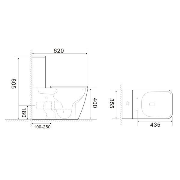 Пристенный унитаз-компакт Mixxus QUADRO-0404-T1 660х360х820mm, система смыва TORNADO 1.0 (MI6688) MI6688 фото