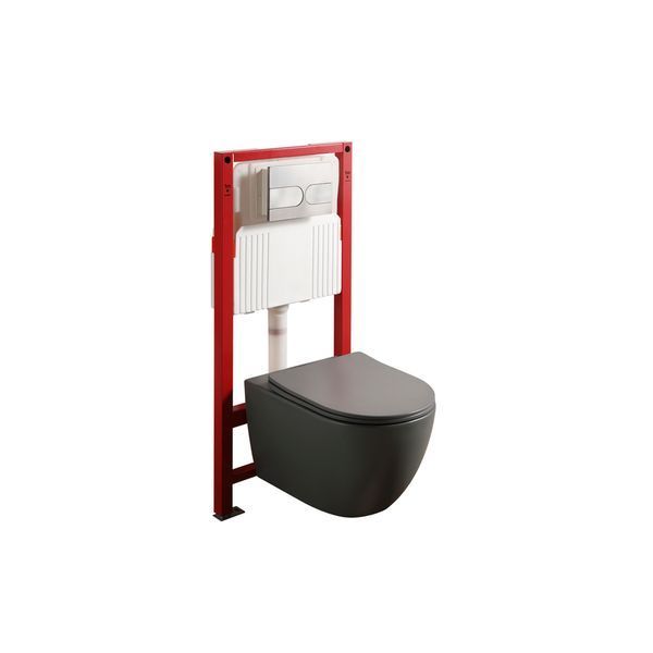 Комплект: MIXXUS PREMIUM ELLIPSE-SET-2101 GRAY Унітаз система змиву TORNADO 3.0+ Інсталяція KOER KT-0404 + панель KT-0604-07 GUN GRAY (MP6668) MP6668 фото