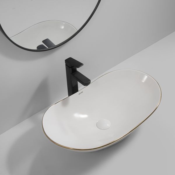 Раковина накладная MIXXUS PREMIUM WAVE-0105 EDGE GOLD 620х360х160mm (MP6557) MP6557 фото