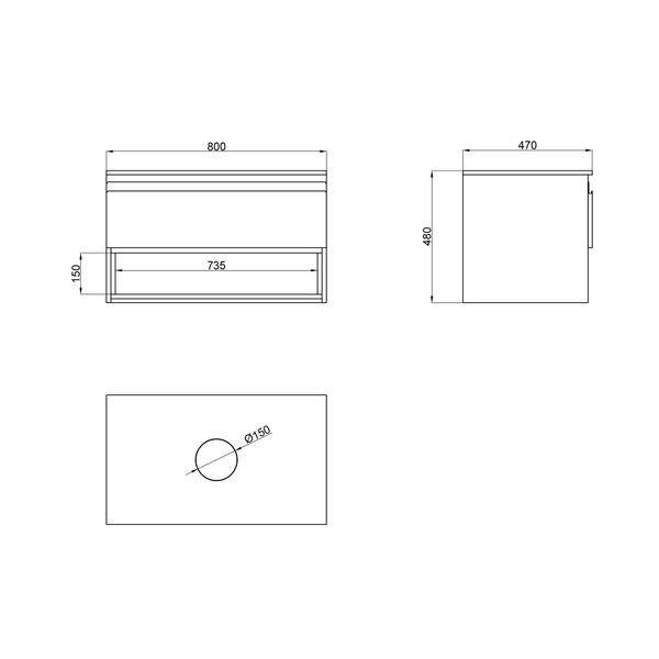 Тумба подвесная Qtap Robin 800х476х470 Graphite/Whitish oak со столешницей QT1379TPН8002GWO SD00045868 фото