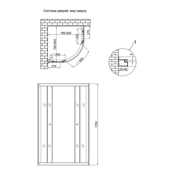 Душова кабіна Lidz Latwa SC80x80.SAT.MID.GR, скло тоноване 4 мм без піддона SD00047609 фото