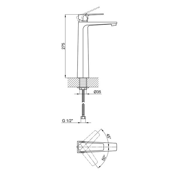 Змішувач для раковини Qtap Matice високий 1063H103C Chrome SD00047483 фото