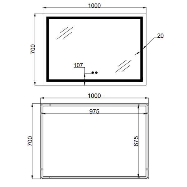 Зеркало Qtap Mideya (MI1) 1000х700 с LED-подсветкой Touch, с антизапотеванием, диммером, рег. яркости QT2078NCF10070 SD00054603 фото