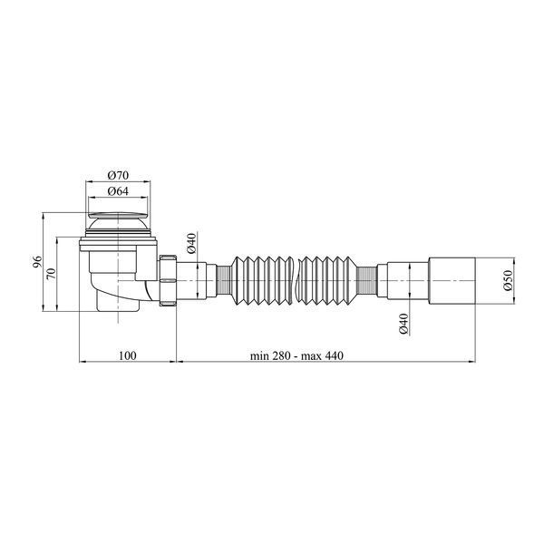 Сифон для душевого поддона Kroner KRP - ST08 1 1/2"x60, D-64 с системой СІіск-СІас, с гибкой трубкой 40/50 мм CV032071 фото