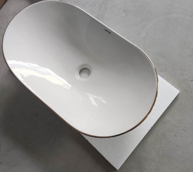 Раковина накладная MIXXUS PREMIUM WAVE-0105 EDGE GOLD 620х360х160mm (MP6557) MP6557 фото