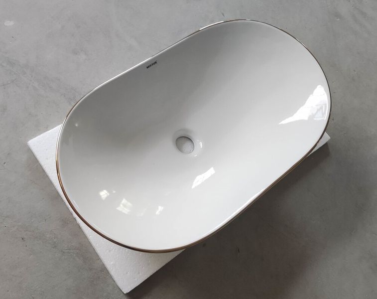 Раковина накладная MIXXUS PREMIUM WAVE-0105 EDGE GOLD 620х360х160mm (MP6557) MP6557 фото