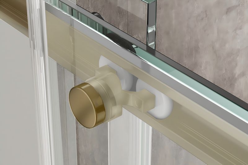 Душова кабіна з розсувними дверима Koer SR SC03-TR-12 90x90x200 см, матове золото, прозоре скло Easy Clean 6 мм, без піддону (KR5358) KR5358 фото