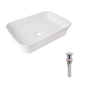 Комплект Qtap Virgo N: Раковина накладная 560x380x130&nbsp;мм, White, прямоугольная + Донный клапан Pop-up PU02 SD00054586 фото
