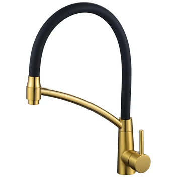 Змішувач для кухні Mixxus Premium Rossi 017 Brushed Gold Refl.Black (Колір матове золото+сил.вилив чорний) (MP6723) MP6723 фото