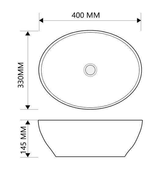 Раковина накладная MIXXUS PREMIUM ELLIPSE-0108 MARBLE 400х330х145mm (MP6526) MP6526 фото