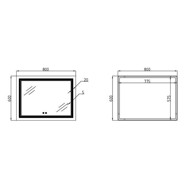 Зеркало Qtap Cardinal (CA1) 800х600 с LED-подсветкой Touch, с антизапотеванием, с диммером, рег. темп. цвета (3000-6500K) QT0478C8060 SD00054580 фото