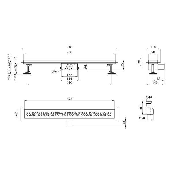 Трап линейный Kroner KRP Eifel M70 Muster CV034166 фото