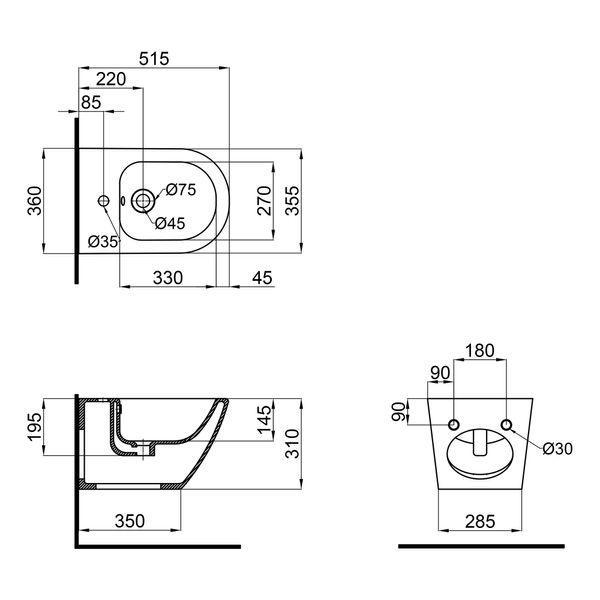 Биде подвесное Qtap Jay 520х360х320 White QT07555376W SD00040388 фото