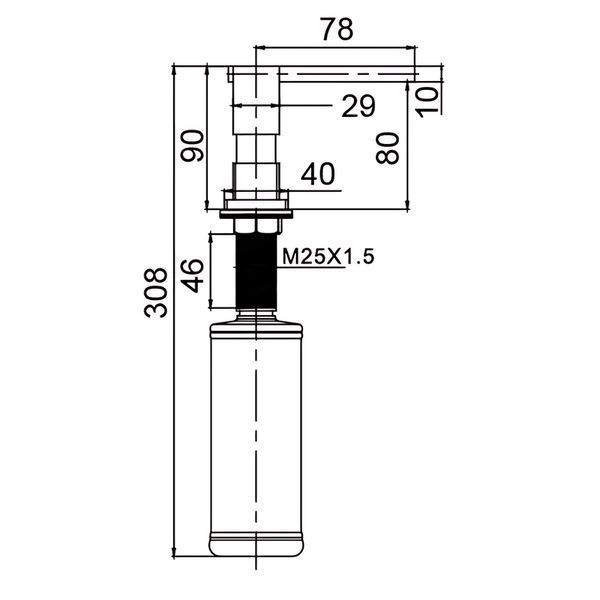 Дозатор для моющего средства врезной Koer SDB-02-05 300 мл (цвет черный) (KR5630) KR5630 фото