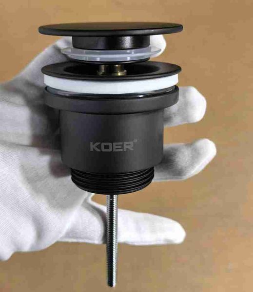 Донний клапан для раковини Koer PW-11-05 1 1/4'' універсальний (з/без перел) СLICK-СLACK (Колір чорн) (KR5795) KR5795 фото
