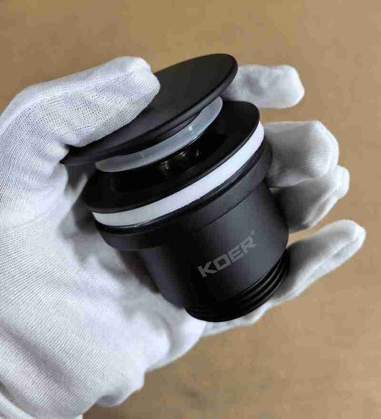 Донний клапан для раковини Koer PW-11-05 1 1/4'' універсальний (з/без перел) СLICK-СLACK (Колір чорн) (KR5795) KR5795 фото
