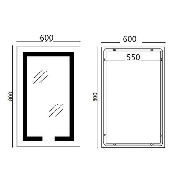 Дзеркало Mixxus HARD MR06-60x80-CASE з Led Touch, Anti-fog, димером, регулятором яскравості, годинником (MI7157) MI7157 фото