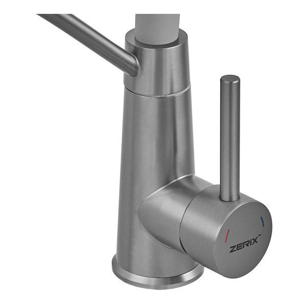 Смеситель для кухни с силиконовым изливом Zerix FUL-017 Graphite Refl.Gray из нерж. стали SUS304 (цв.графит) (ZX5996) ZX5996 фото