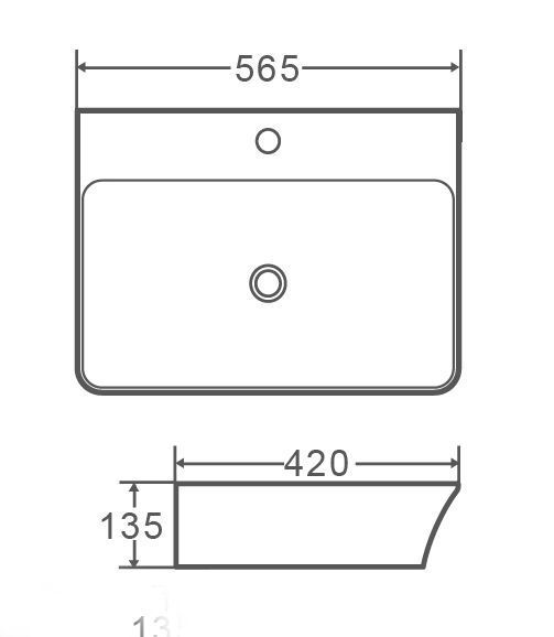 Умывальник накладной керамический Mixxus Premium Bevel-0202 с переливом 560x415x125mm (MP6481) MP6481 фото