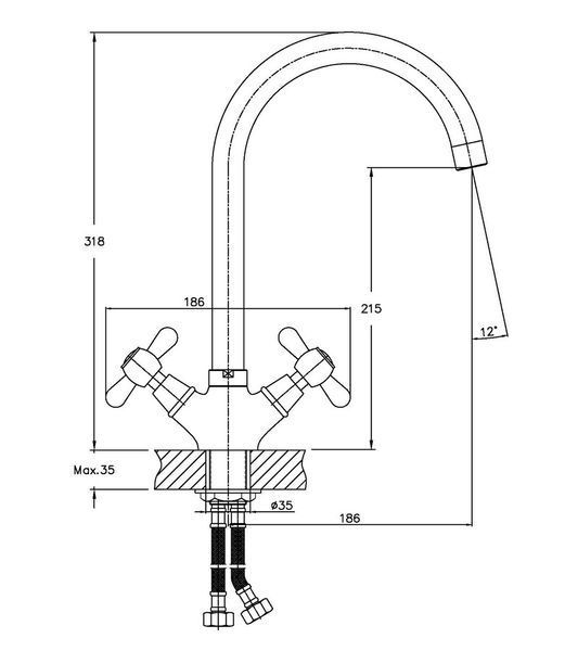 Смеситель для кухни Haiba Dominox 275 (HB0091) HB0091 фото