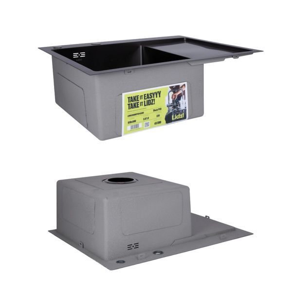 Акционный набор Lidz: мойка H6350BR интегрированная крыло справа Brushed Black PVD 3,0/1,0 мм + Смеситель Aria для кухни с гибким изливом (k35) Black SD00057372 фото
