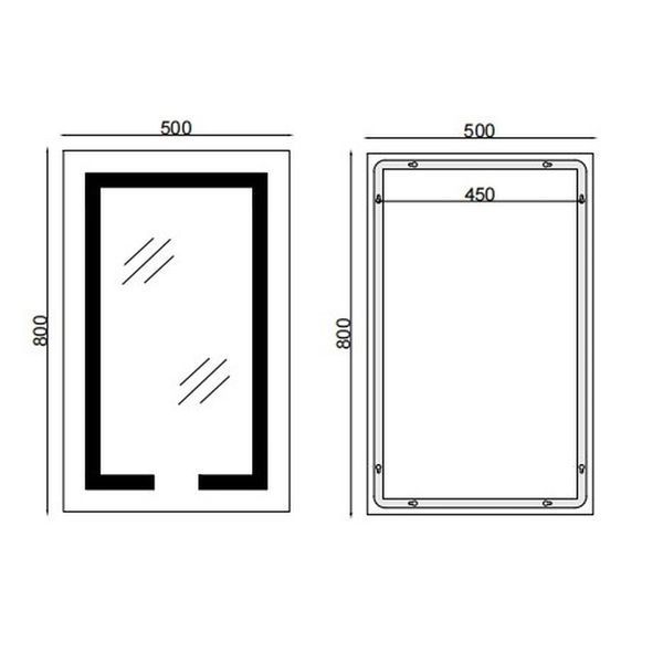 Дзеркало Mixxus HARD MR06-50x80-CASE з Led Touch, Anti-fog, димером, регулятором яскравості, годинником (MI6657) MI6657 фото