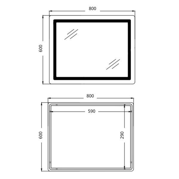 Дзеркало у ванну кімнату Qtap Cardinal (CA2) 800х600 з LED-підсвічуванням Touch, з антизапотіванням, з димером, рег. темп. кольору (3000-6500K) Reverse SD00054581 фото