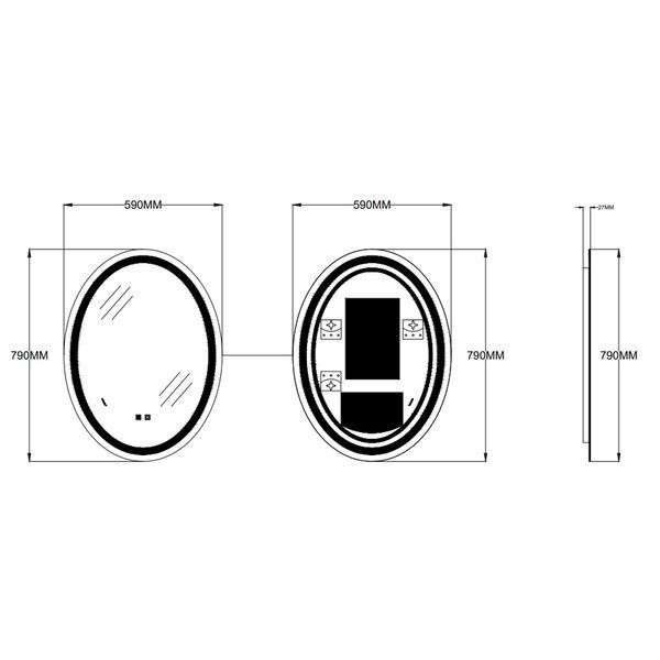 Зеркало Zerix Fusion MV01-60x80-REVERSE с LED Touch, Anti-fog, димером, регулятором яркости (ZX6068) ZX6068 фото