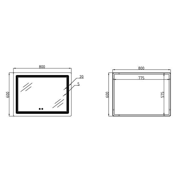 Дзеркало Qtap Cardinal (CA2) 800х600 з LED-підсвічуванням Touch, з антизапотіванням, з димером, рег. темп. кольору (3000-6500K) QT0478C806048457 SD00054581 фото