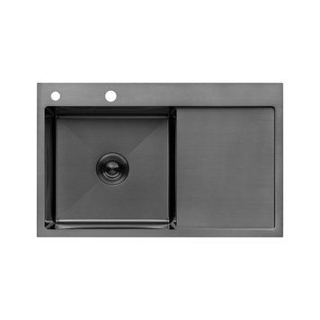 Кухонна мийка Kroner KRP Schwarze - 7849LHM PVD (3.0/1.0 мм) CV025278 фото