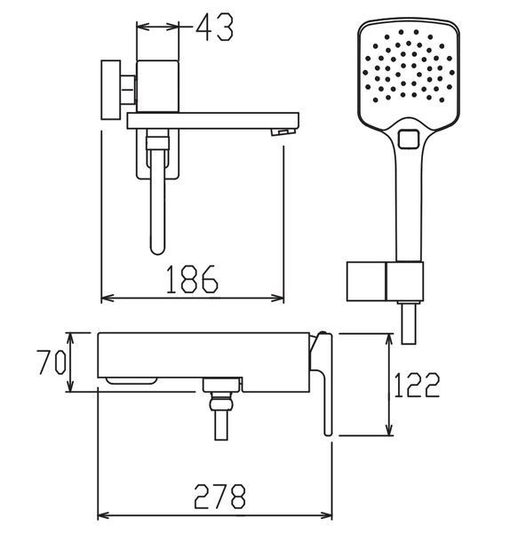 Змішувач для ванни з коротким виливом Koer KB-41039-01 (Колір хром) (KR5996) KR5996 фото