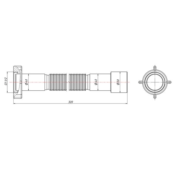 Гнучка труба Lidz (WHI) 60 01 G002 00 з накидною гайкою 1 1/2" довжина 600 мм SD00042773 фото