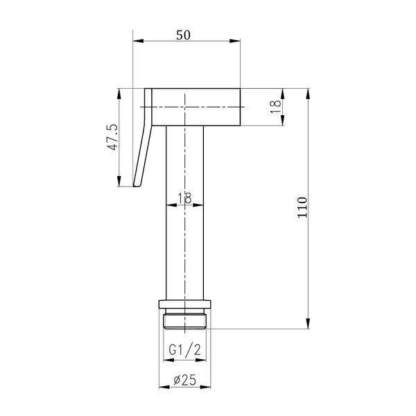 Лейка для гигиенического душа Qtap Rucni прямоугольная QTCRMB120 Chrome (Bidet) SD00035709 фото