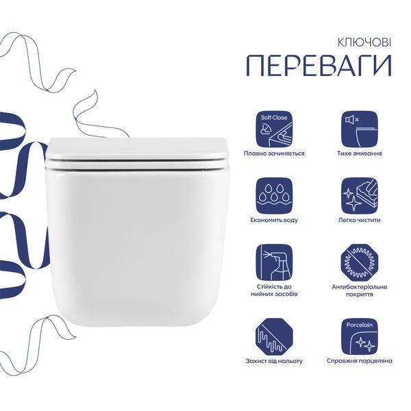 Готове рішення Qtap для ванної кімнати: підвісний унітаз Gemini Ultra Quiet 520&times;360&times;350 + комплект інсталяції Nest 4 в 1 (кругла клавіша White) SD00052280 фото