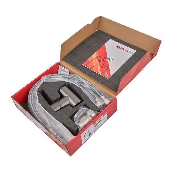 Змішувач для кухні Zerix Rex-011 Graphite Refl.Black з нерж.сталі (Колір графіт+силік.вилив чорний) (ZX6131) ZX6131 фото