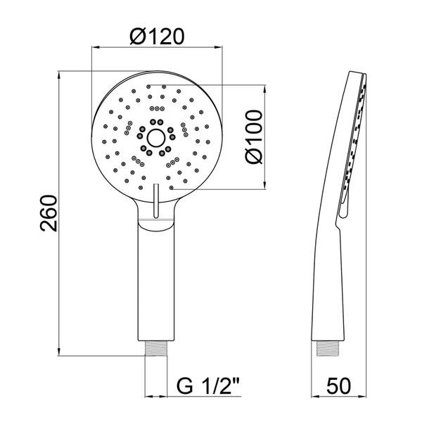 Лійка для ручного душу Qtap Rucni 120 мм округла QT01L Chrome SD00023727 фото