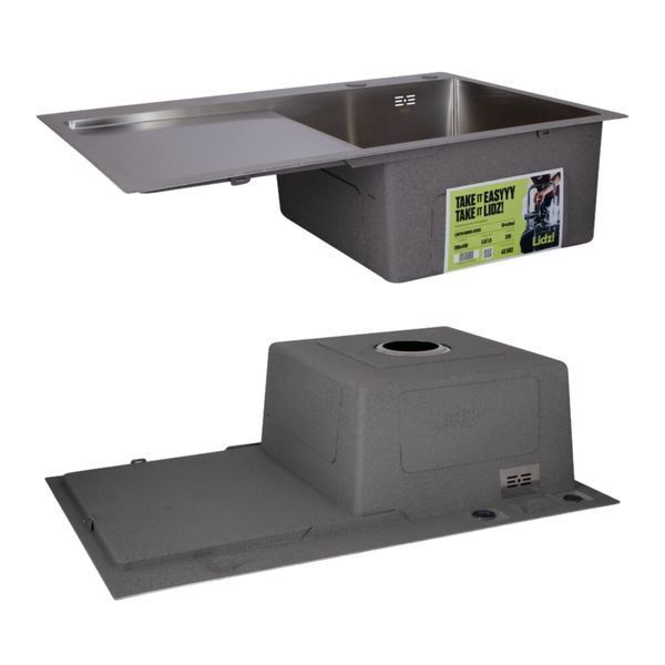 Акционный набор Lidz: мойка H7849L интегрированная крыло слева Brushed Steel 3,0/1,0 мм + Смеситель Aria для кухни с гибким изливом (k35) Grey SD00057373 фото