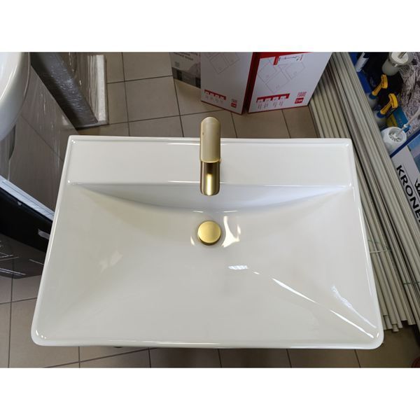 Комплект 3 в 1 WHITE / MATTE GOLD: Меблева раковина MIXXUS STYLE-1502 70х48 см + Змішувач KOER KB-10028-12 + Донний клапан PW-11-12 KRM999194 фото