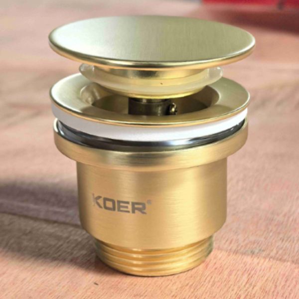 Комплект 3 в 1 WHITE / MATTE GOLD: Меблева раковина MIXXUS STYLE-1502 70х48 см + Змішувач KOER KB-10028-12 + Донний клапан PW-11-12 KRM999194 фото