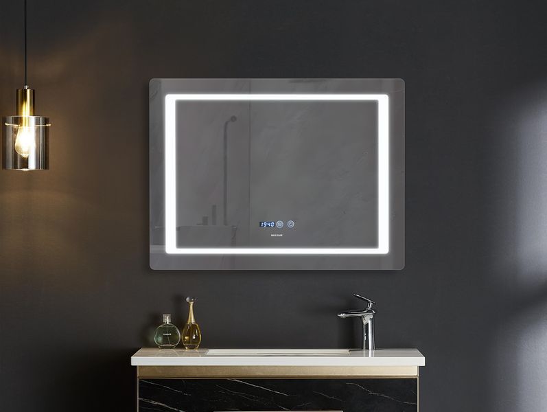 Дзеркало Mixxus STYLE MR03-80x60 з Led Touch, Anti-fog, димером, регулятором яскравості, годинником (MI6005) MI6005 фото