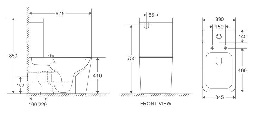 Унітаз-компакт Mixxus Premium Quadro-0402-R 675x390x855mm, система змиву RIMLESS (MP6458) MP6458 фото
