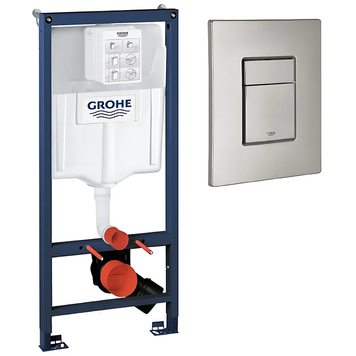 Інсталяція для унітаза Grohe Rapid SL 2 в 1 з матовою кнопкою змиву сатин SuperSteel (UA38536001DC) UA38536001DC фото