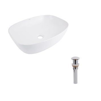 Комплект Qtap Cardinal: Раковина накладная 500&times;380&times;140 мм, White, овальная + Донный клапан Pop-up PU02 SD00054588 фото