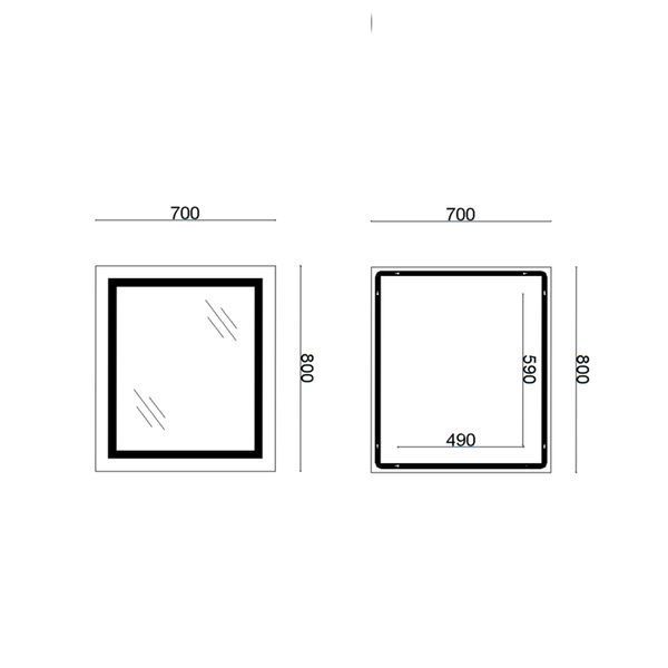 Зеркало Lidz Kubis 700х800 с LED-подсветкой Touch, с антизапотеванием, с диммером, рег. яркости LD78LF9048070 SD00052333 фото