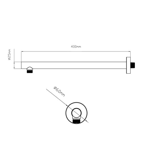 Кронштейн для верхнього душу Qtap Trubice 400 мм округлий QTTRU120BLM45927 Black Matt SD00052051 фото