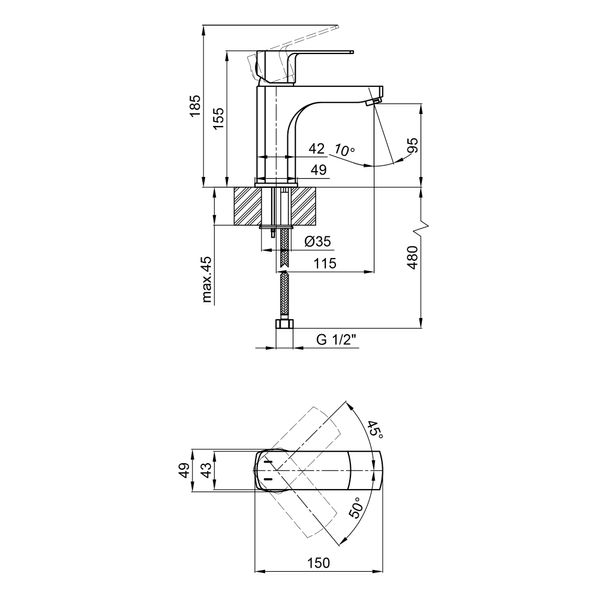 Змішувач для раковини Qtap Lipno QTLIPNO1023101CB Black Matt SD00042257 фото