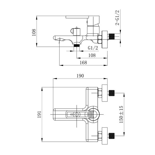 Змішувач для ванни Qtap Taurus (з душовим гарнітуром) QTTAU259BLM45662 Black Matt SD00051786 фото